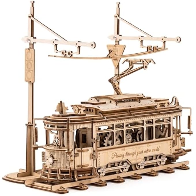 3D WOODEN MODEL KITS FOR ADULTS 3D PUZZLE CAR MODEL KITS TO BUILD FOR ADULTS ABD CHILDREN MECHANICAL GEAR, CLASSIC CITY TRAM LK801 - Image 1